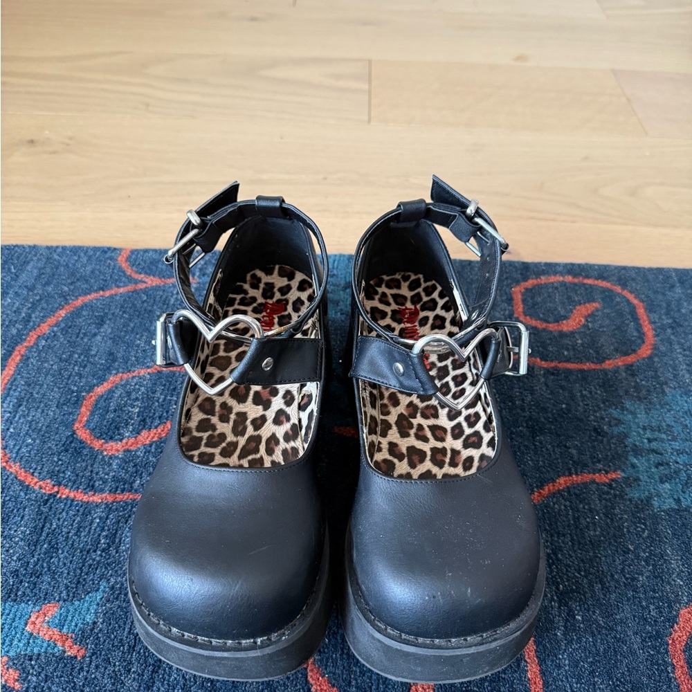 Demonia Sprite 02 Mary Jane Platform in Black Vegan Leather